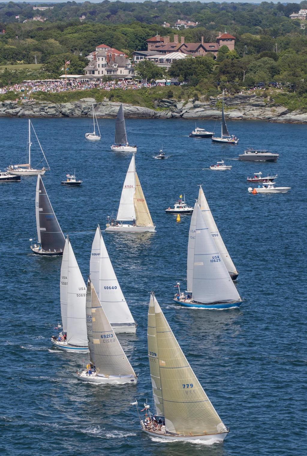 2016 Newport Bermuda Yacht Race start. Class 4 St David’s Lighthouse Trophy: 779 FROYA, (McCurdy & Rhodes 46 skippered by Briggs Tobin from Ridgefield CT) 2016 Newport Bermuda Yacht Race start.  ZIPPORAH USA 69213 skippered by Doug Mann from St Paul MN.<br />
MORGAN OF MARIETTA, USA 50692 skippered by Colin Golder  Centurion 42 from New Providence, NJ<br />
PERIGEE USA 6 © Daniel Forster / PPL